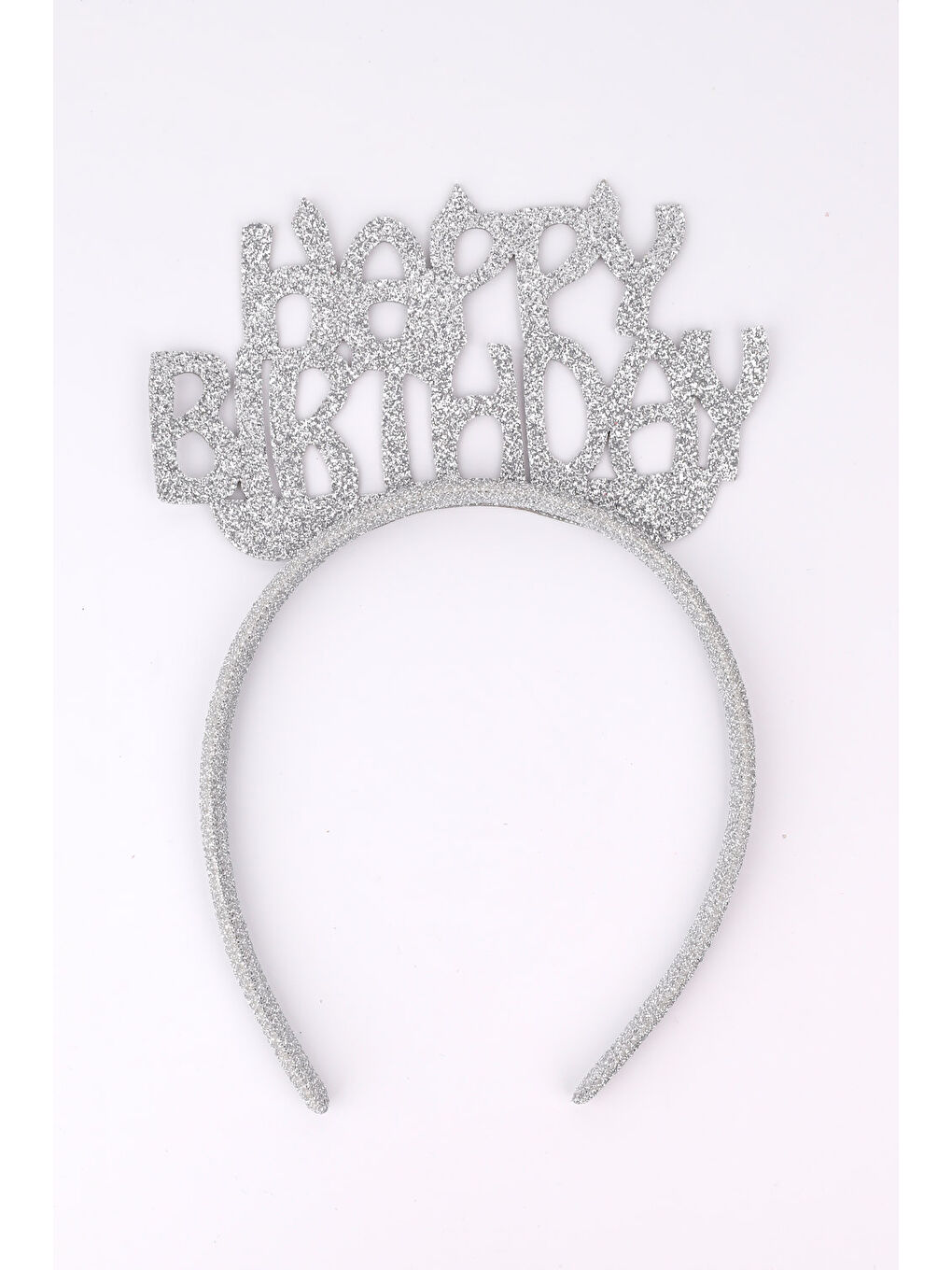 Gri Gümüş Simli Eva Happy Birthday Kız Çocuk Taç