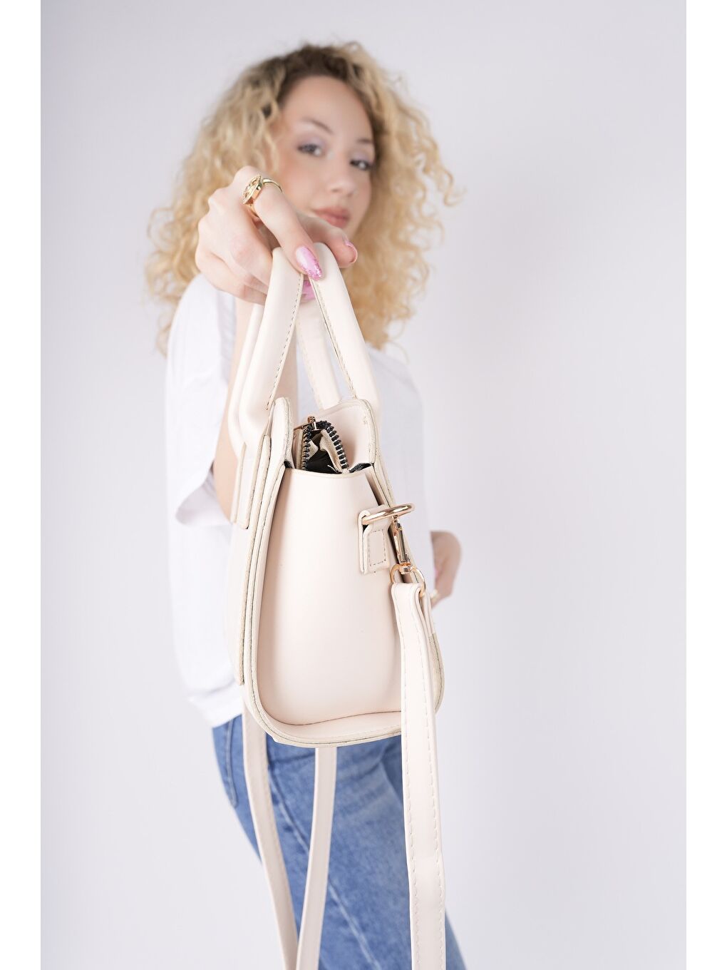 Bej CALVİNO Kadın El ve Omuz Çantası-2