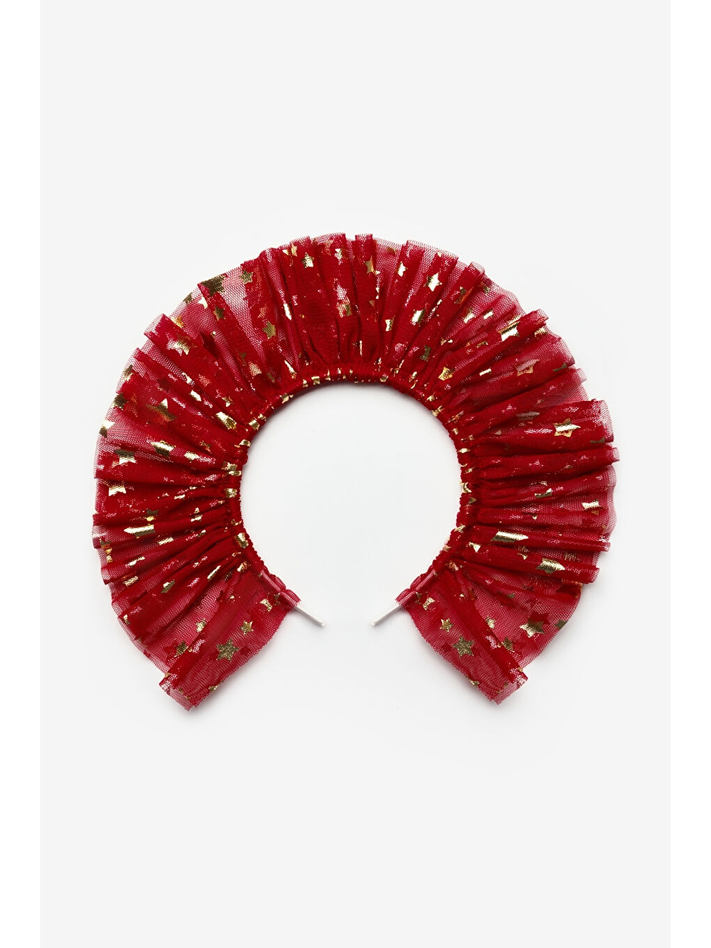 Kırmızı Üzeri Yıldızlı Kız Çocuk Tül Taç