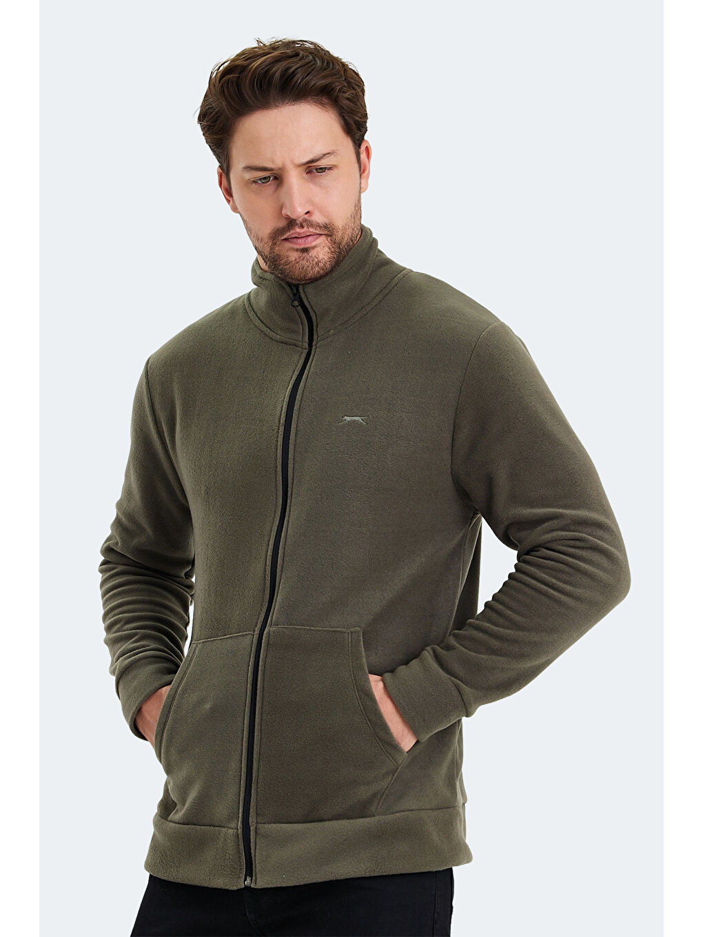 SLAZENGER SANSA Erkek Fermuarlı Sweatshirt Haki - 3