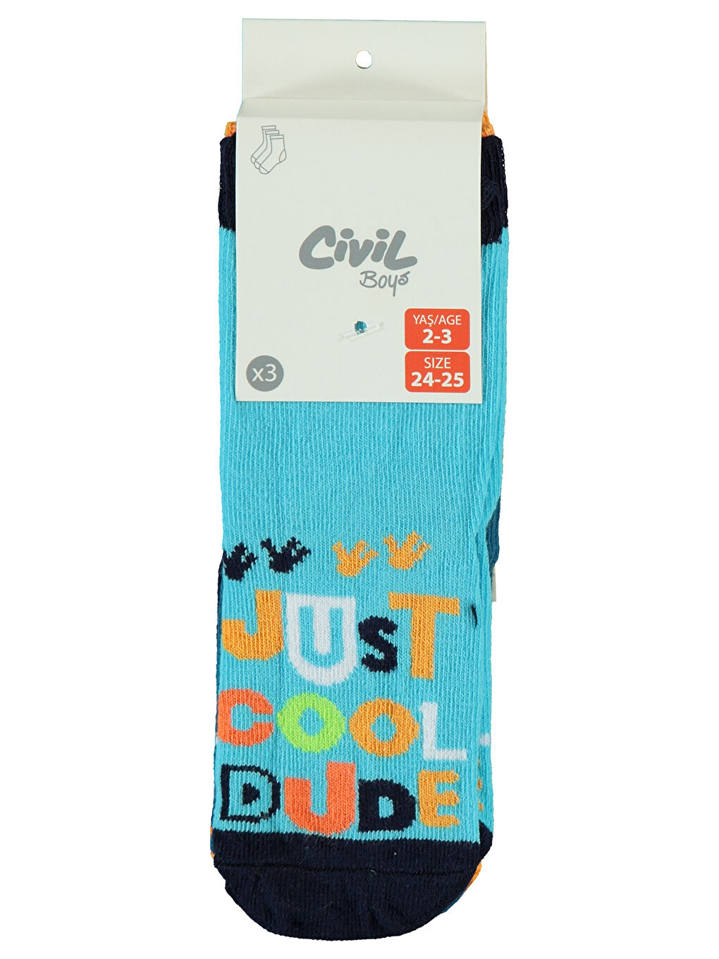 Boys Erkek Çocuk 3'lü Soket Çorap 2-12 Yaş Siyah-1