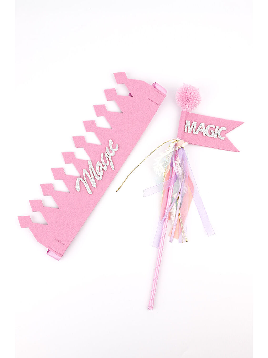 Lila Simli Magic Yazılı Taç ve Asa Set