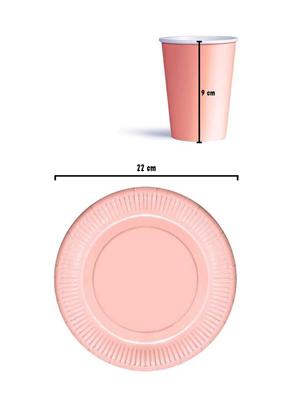 Pembe Somon 8'li Tabak Bardak Set-1