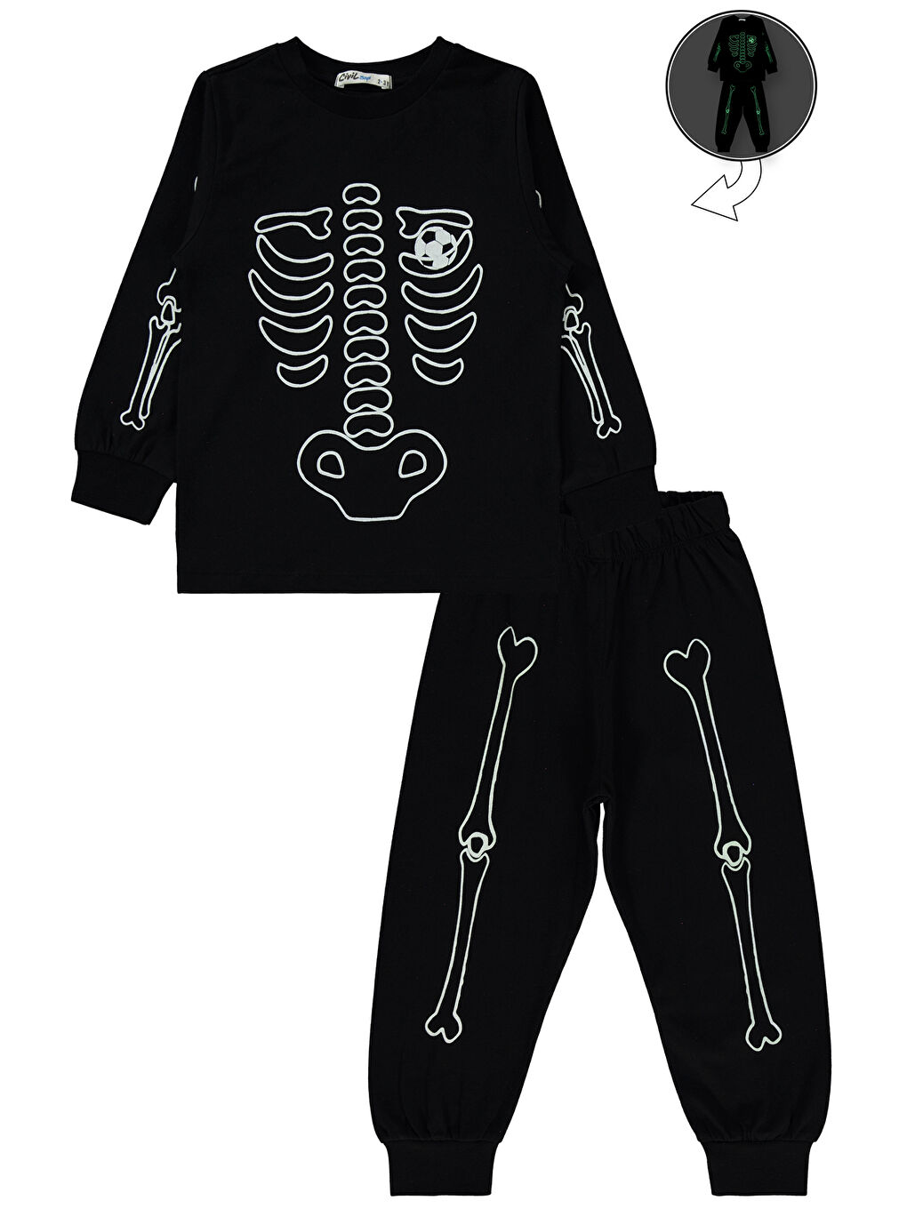 Boys Erkek Çocuk Pijama Takımı 2-5 Yaş Siyah