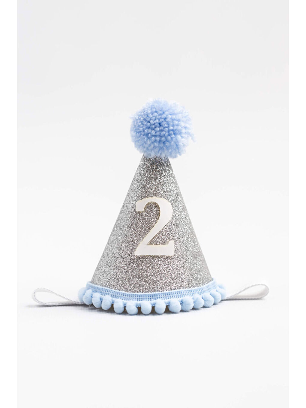 Mavi 2 Yaş Ponponlu Huni Doğum Günü Tacı