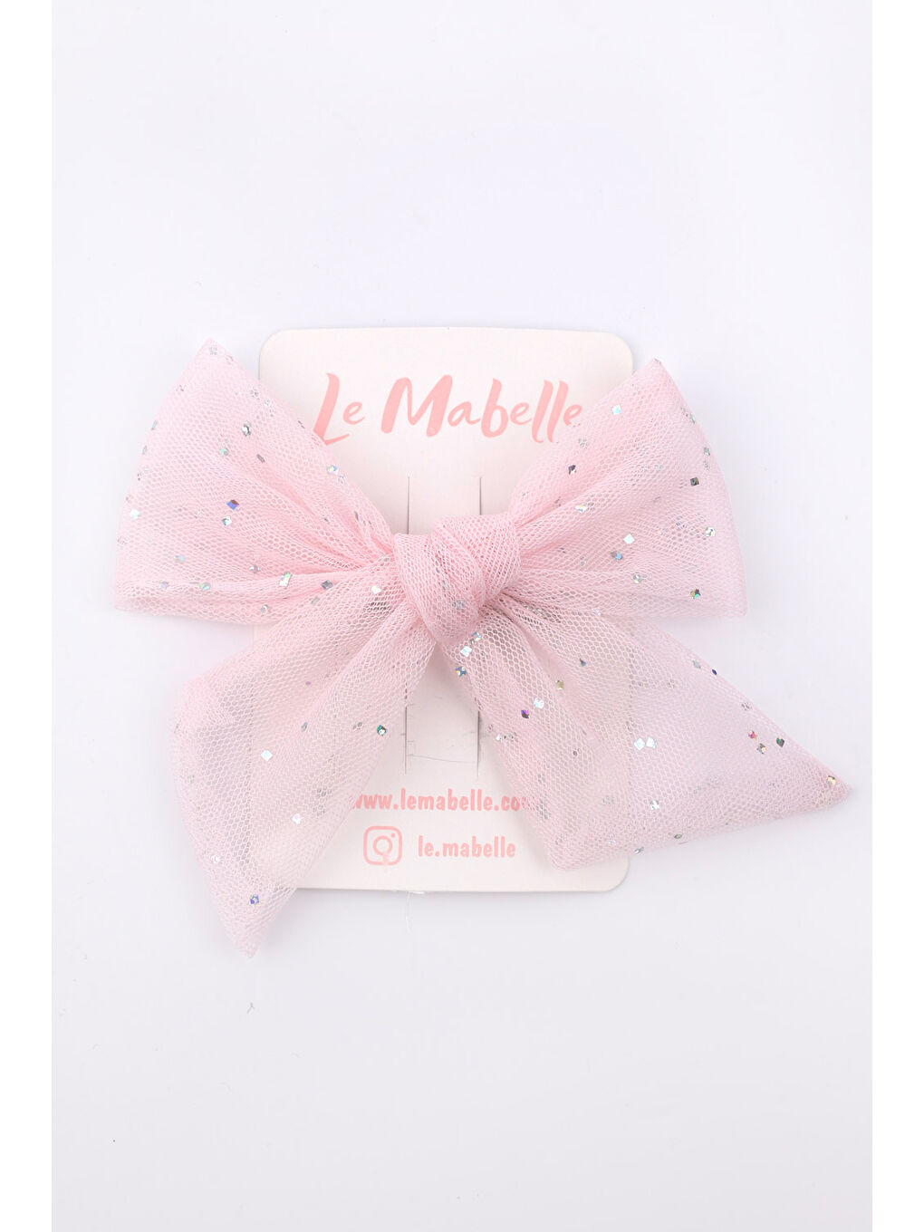 Pembe Pudra Simli Tül Fiyonk Kız Çocuk Klips Toka