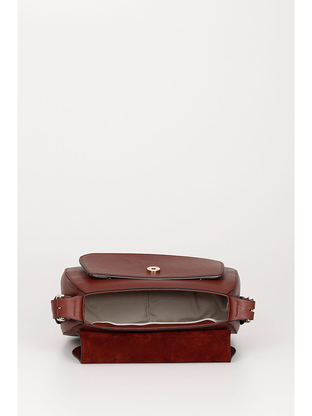 Bordo Kadın BORDO Hakiki Deri El ve Omuz Çantası-5