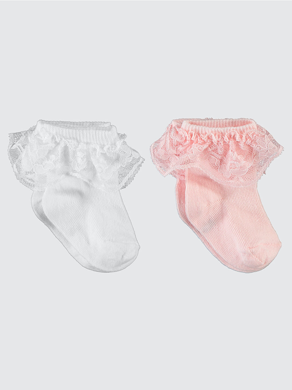 Civil Kız Bebek 2'li Çorap Set 6-18 Ay Beyaz-Pembe