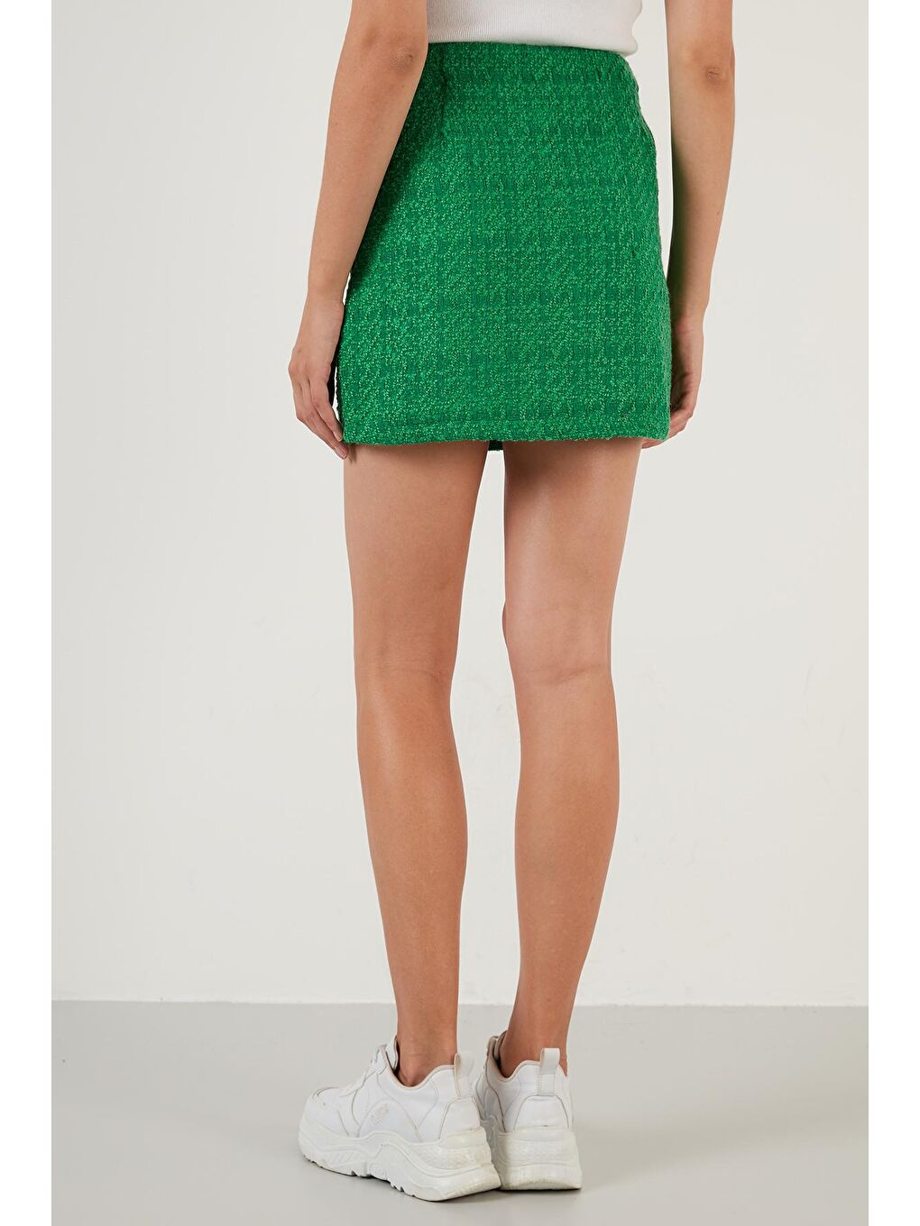 Yeşil Yüksek Bel Fermuarlı Dar Kesim Mini Tüvit Etek 42190521-3