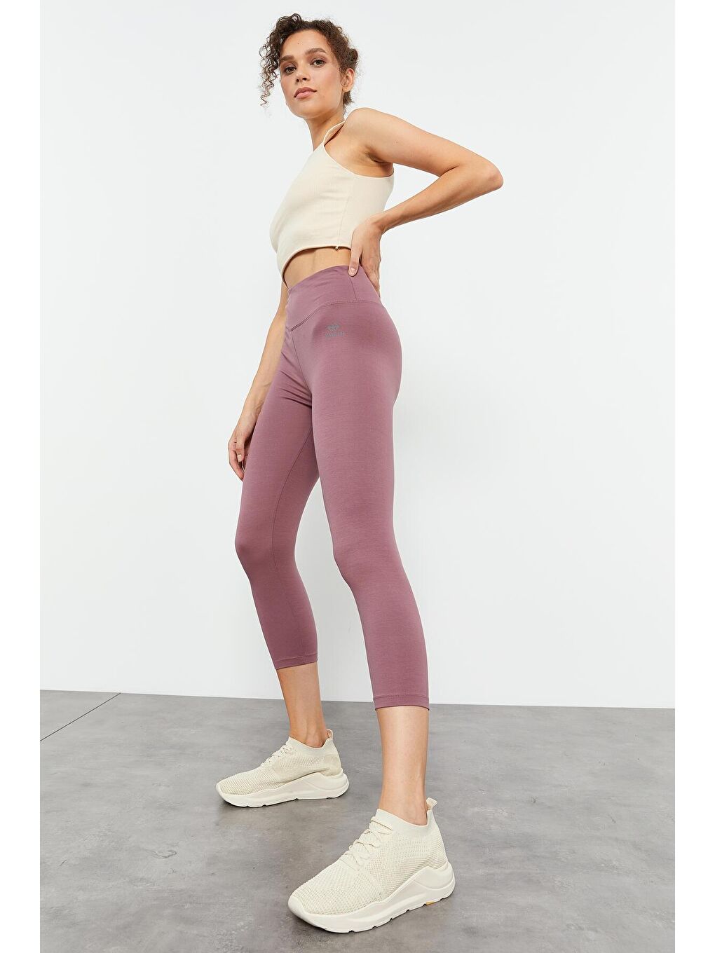 TOMMYLIFE Pembe Gül Kurusu Yüksek Bel Slim Fit Dar Paça Kadın Kapri Tayt - 93097 - 2