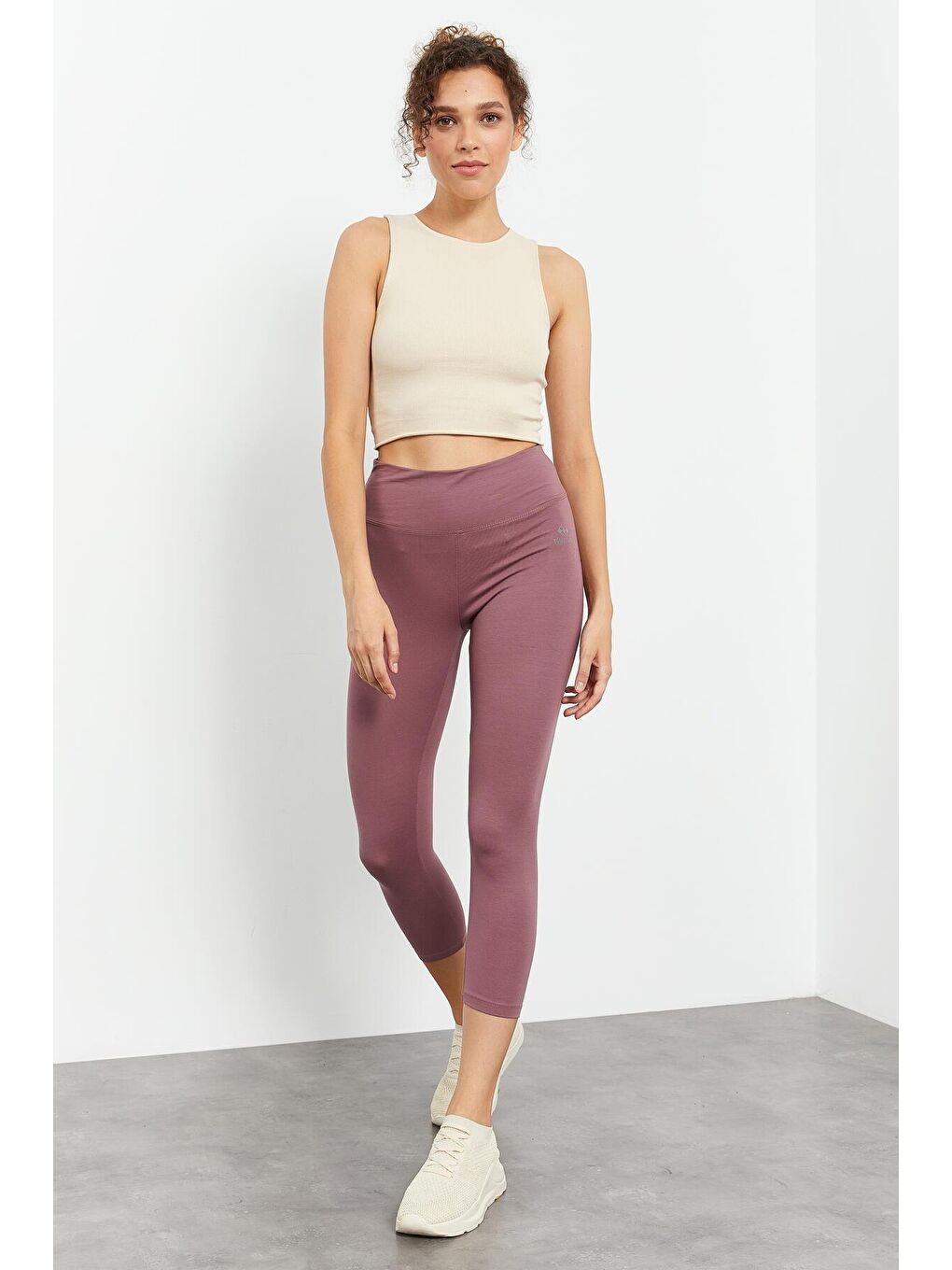 TOMMYLIFE Pembe Gül Kurusu Yüksek Bel Slim Fit Dar Paça Kadın Kapri Tayt - 93097 - 4