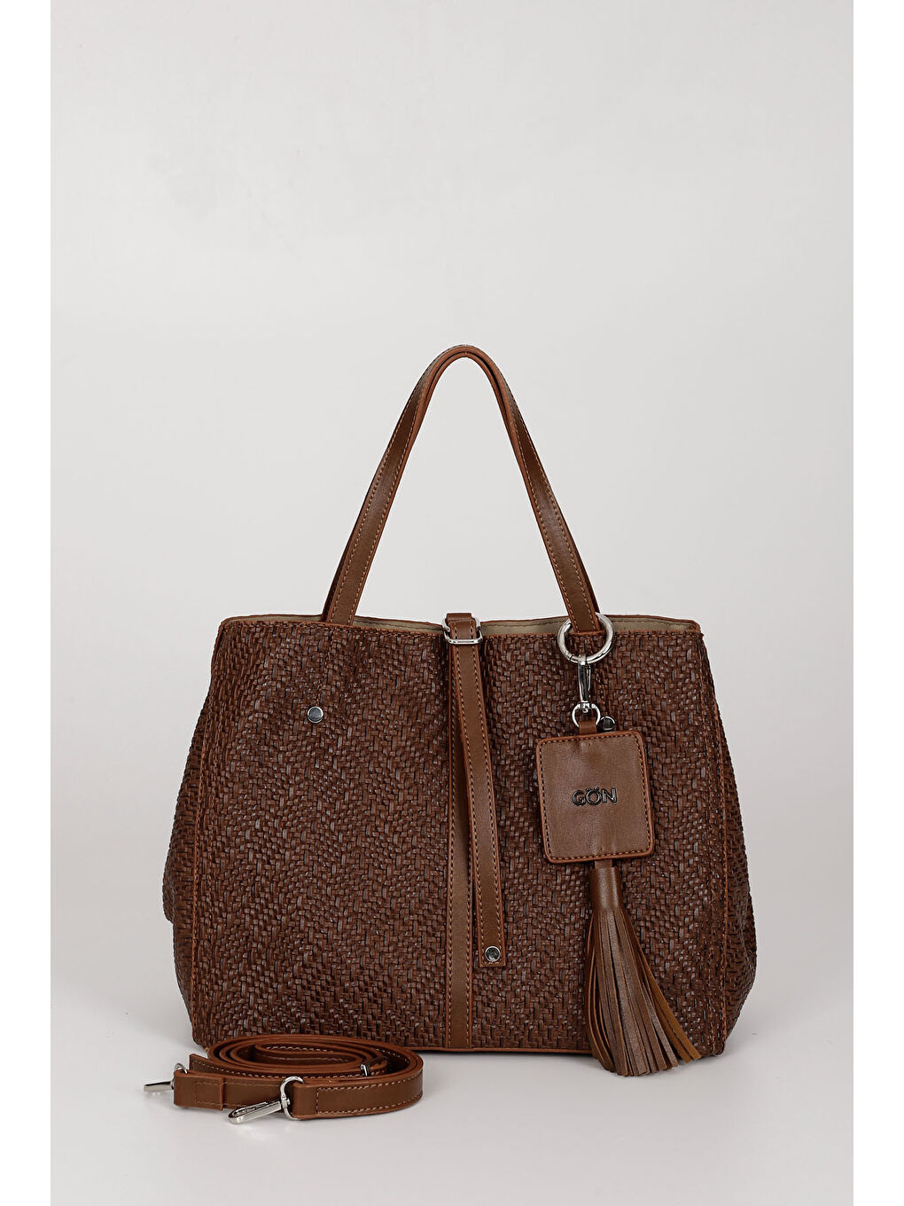 Kahverengi Kadın TABA Püsküllü El Ve Omuz Çantası-1