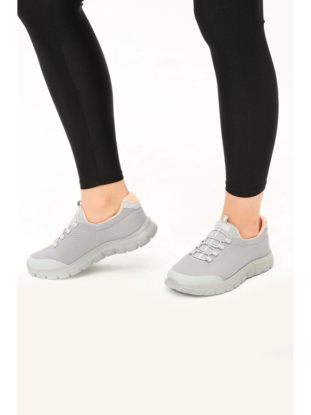 Gri DAR KALIP Buz Pembe Fileli Hafif Esnek Kadın Spor Ayakkabı Flexible G-3