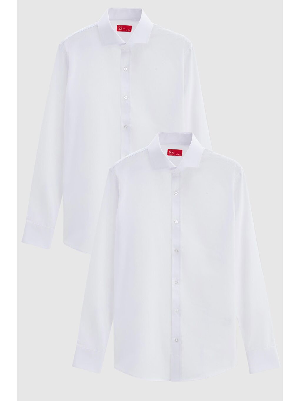 Slim Fit Beyaz İtalyan Yaka Kolay Ütülenebilir 2'li Gömlek