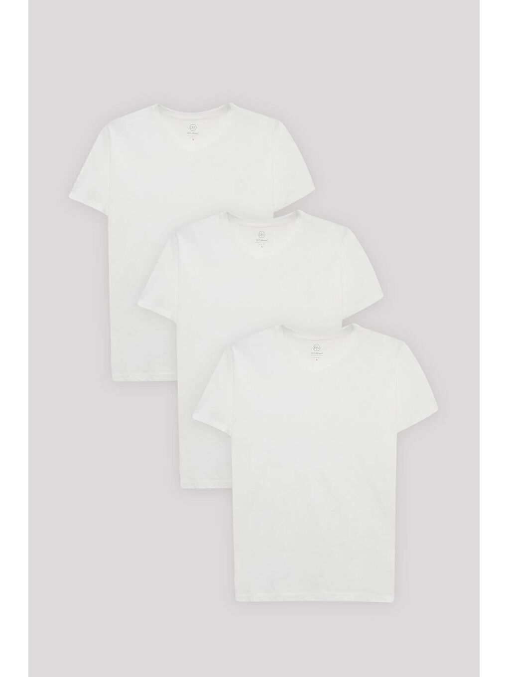 Slim Fit Beyaz 3'lü Tişört