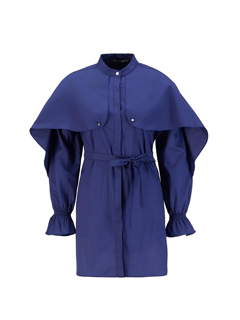 Mavi Pelerin Detaylı Pamuk Tunik 25Y4606 Puslu Mor-5