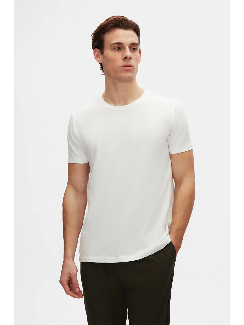 Slim Fit Beyaz 3'lü Tişört-1