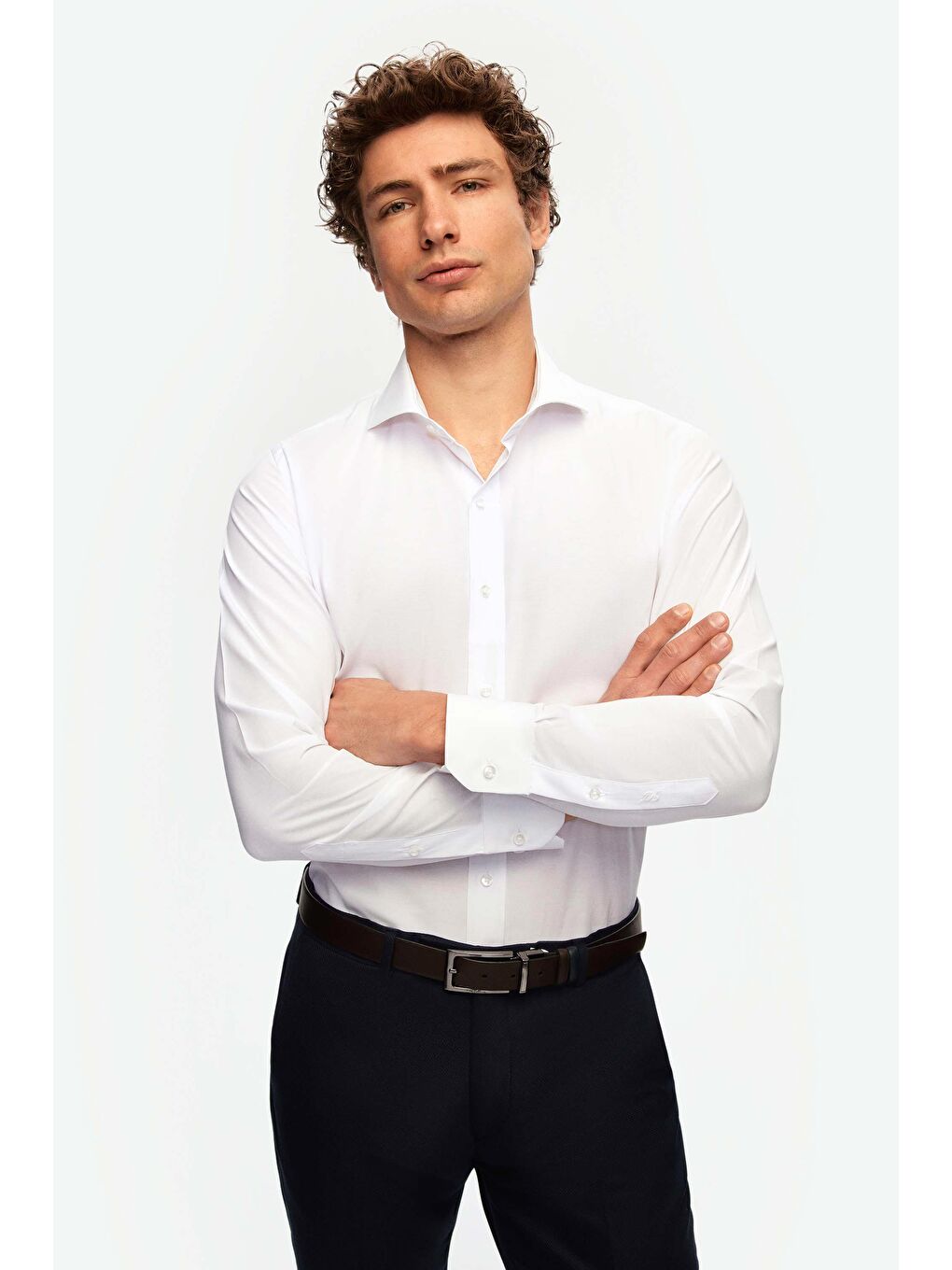 Slim Fit Beyaz İtalyan Yaka Kolay Ütülenebilir 2'li Gömlek-3