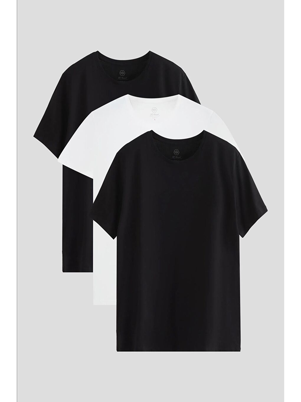 Slim Fit Siyah/Beyaz 3'lü Tişört