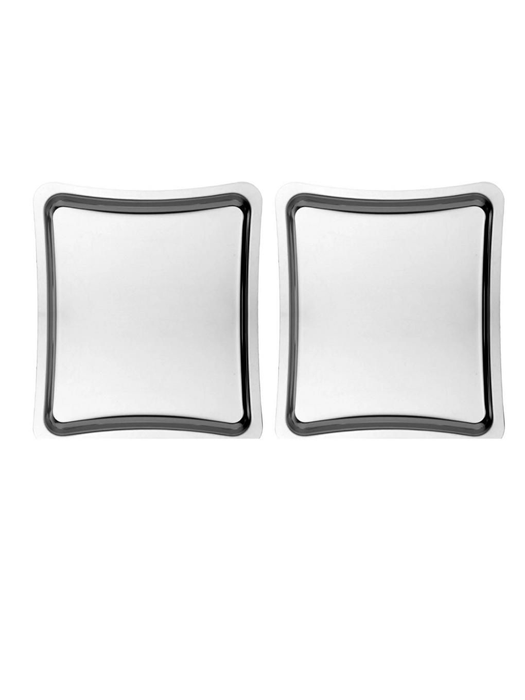 Gri Oval Kesim Kare Paslanmaz Çelik Gümüş Renk Sunum Tepsisi 2 Adet Kare