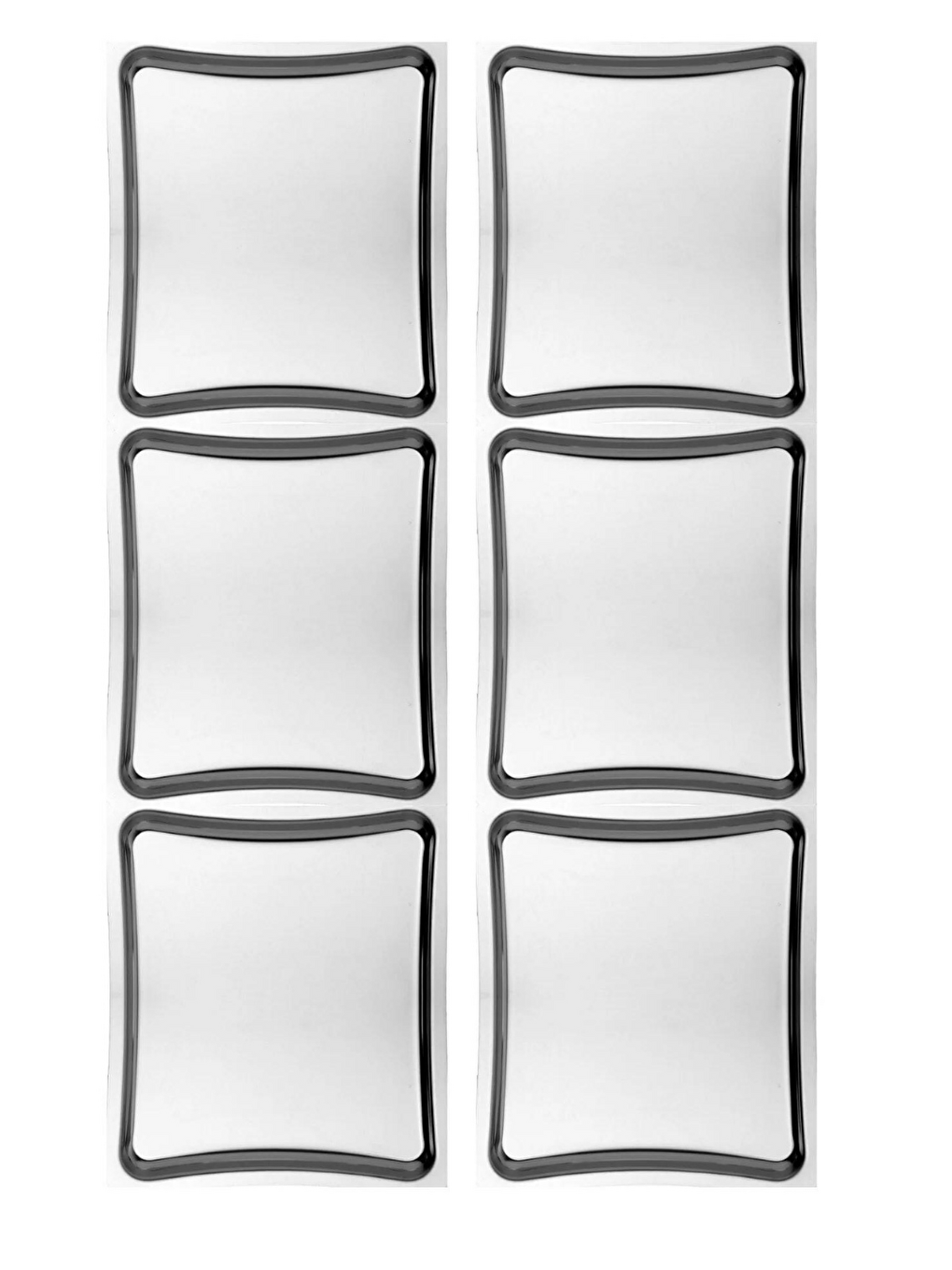 Gri Oval Kesim Kare Paslanmaz Çelik Gümüş Renk Sunum Tepsisi 2 Adet Kare-1