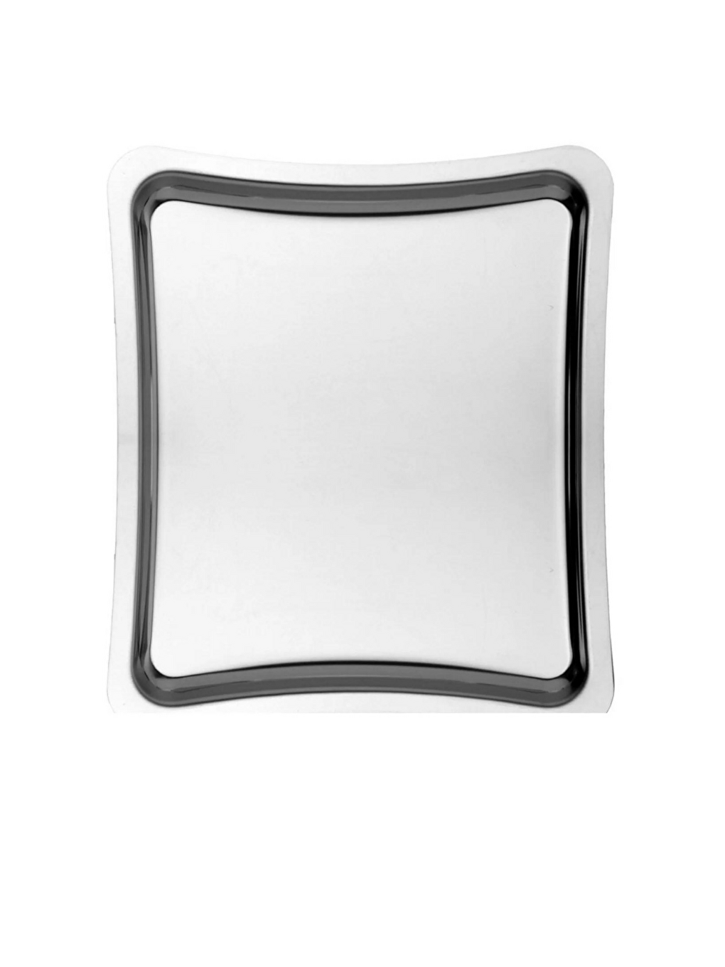 Gri Oval Kesim Kare Paslanmaz Çelik Gümüş Renk Sunum Tepsisi 2 Adet Kare-2