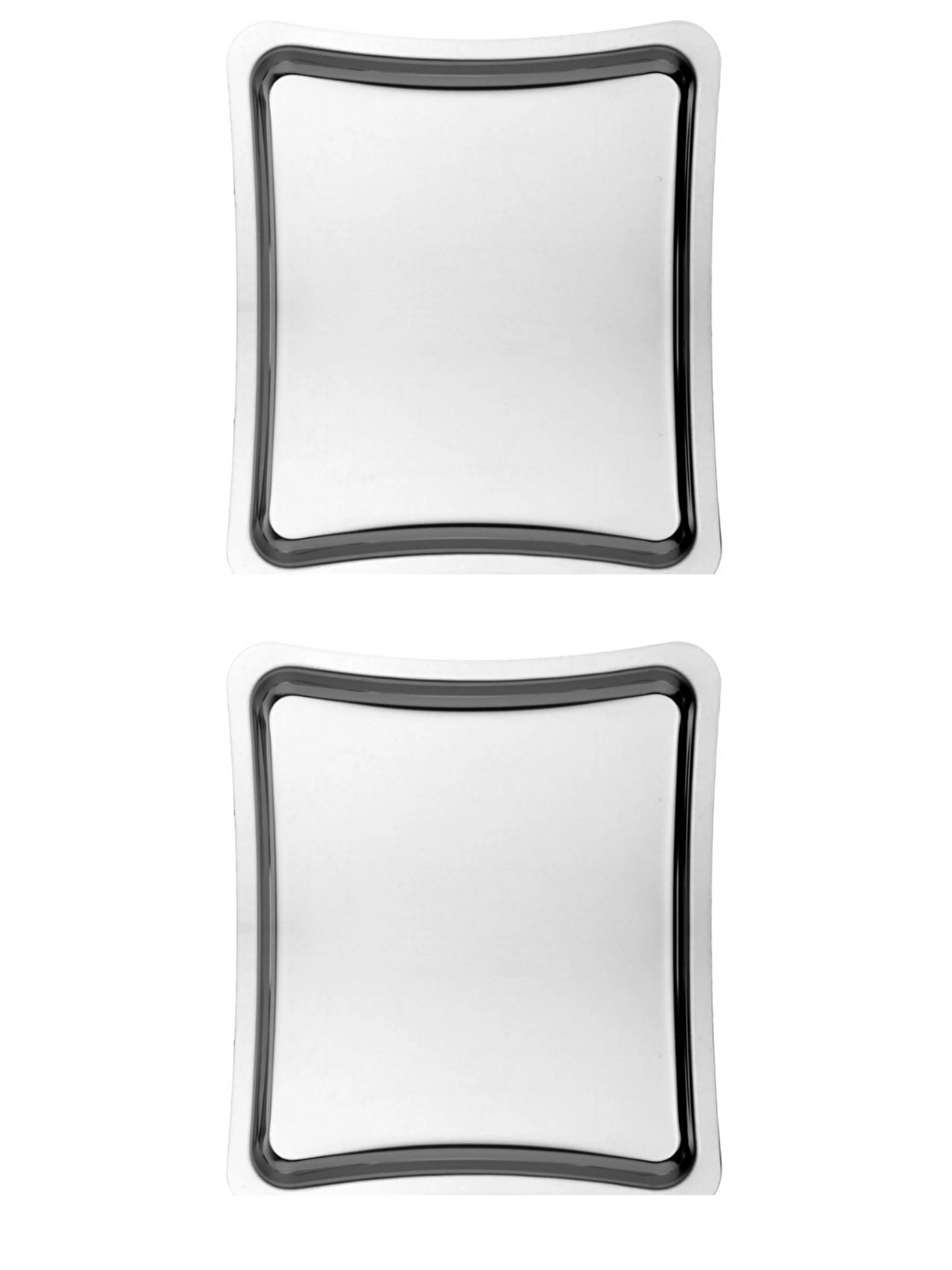 Gri Oval Kesim Kare Paslanmaz Çelik Gümüş Renk Sunum Tepsisi 2 Adet Kare-3