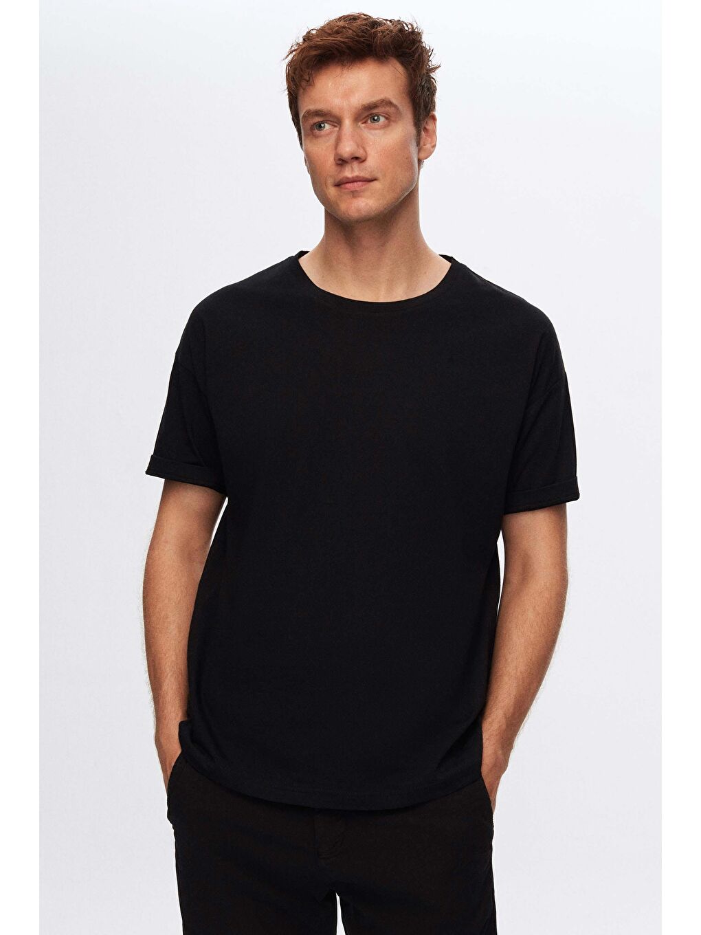 Siyah 5'Li Oversize %100 Pamuk Tişört-1