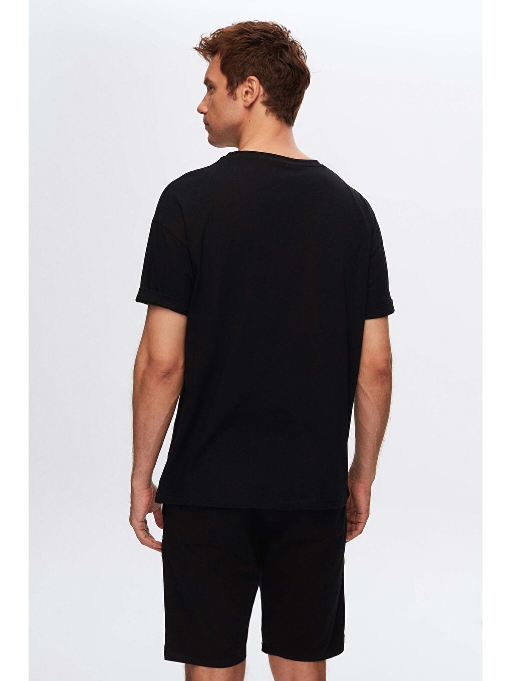 Siyah 5'Li Oversize %100 Pamuk Tişört-2