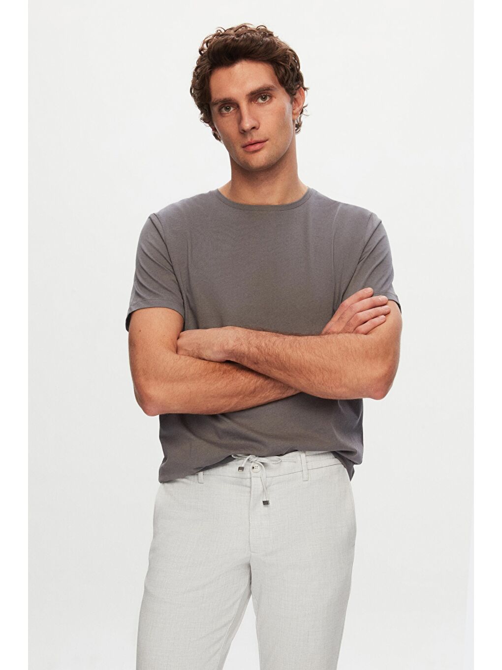 Bej Slim Fit Taş Beli Lastikli İpli Fermuarlı Elastanlı Rahat Jogger Pantolon-3