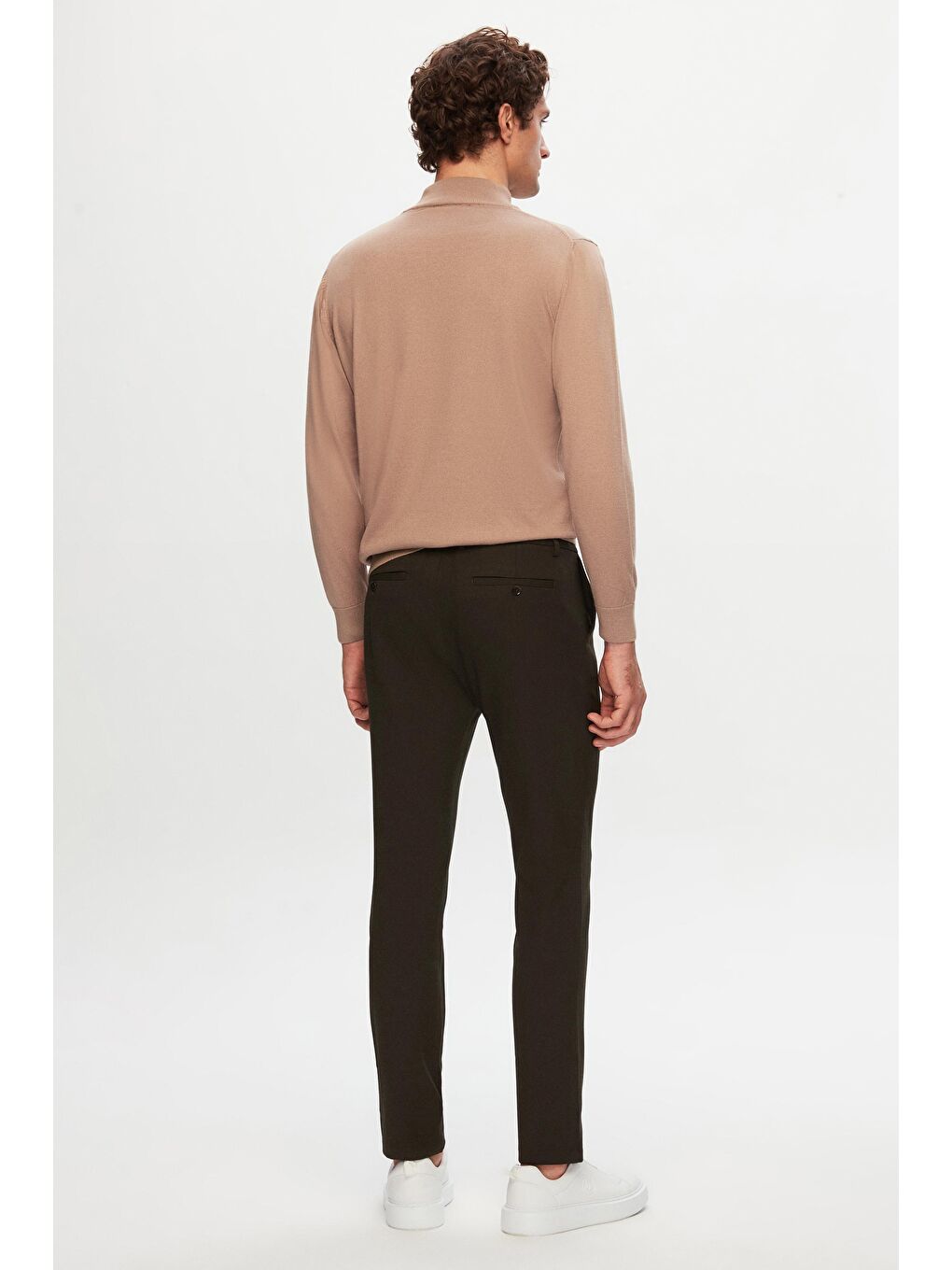 Slim Fit Haki Beli Lastikli İpli Fermuarlı Elastanlı Rahat Jogger Pantolon-3