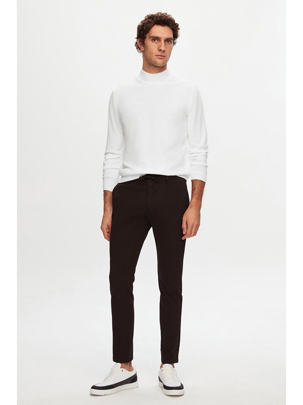 Slim Fit Kahverengi Beli Lastikli İpli Fermuarlı Elastanlı Rahat Jogger Pantolon-5