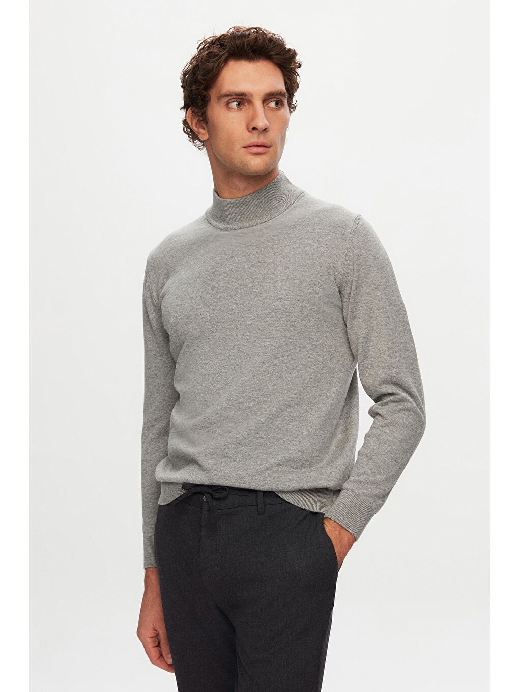 Slim Fit Antrasit Beli Lastikli İpli Fermuarlı Elastanlı Rahat Jogger Pantolon-3