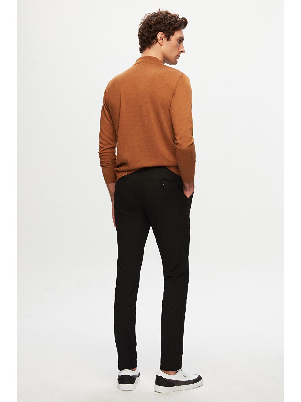 Slim Fit Siyah Beli Lastikli İpli Fermuarlı Elastanlı Rahat Jogger Pantolon-2