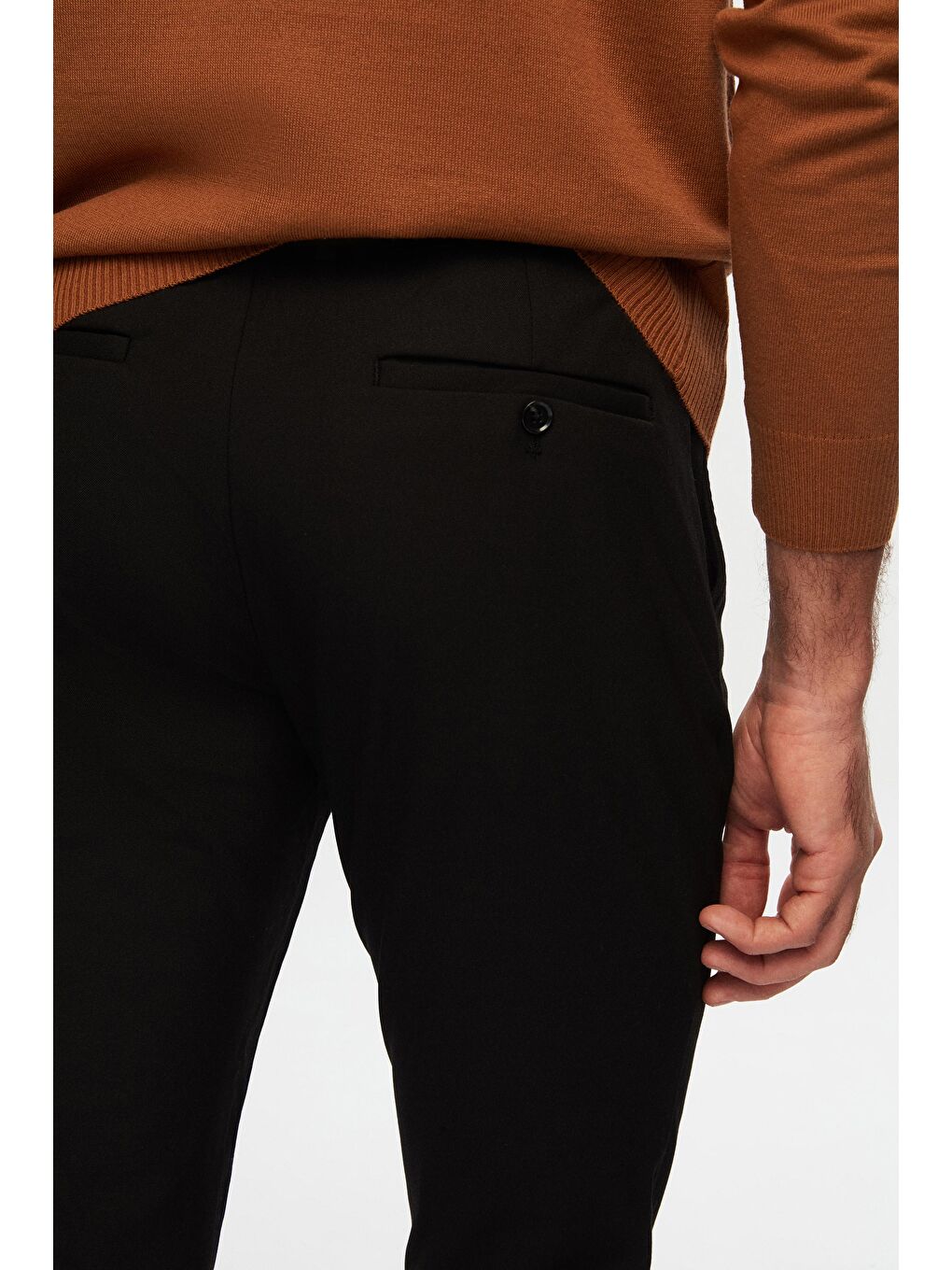 Slim Fit Siyah Beli Lastikli İpli Fermuarlı Elastanlı Rahat Jogger Pantolon-3