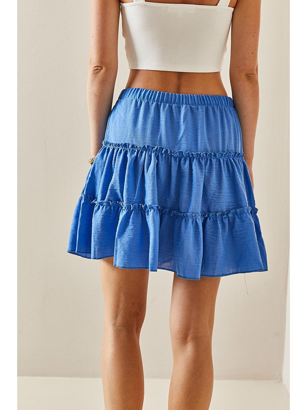 Turkuaz Volanlı Mini Etek 3YXK7-47439-13-4