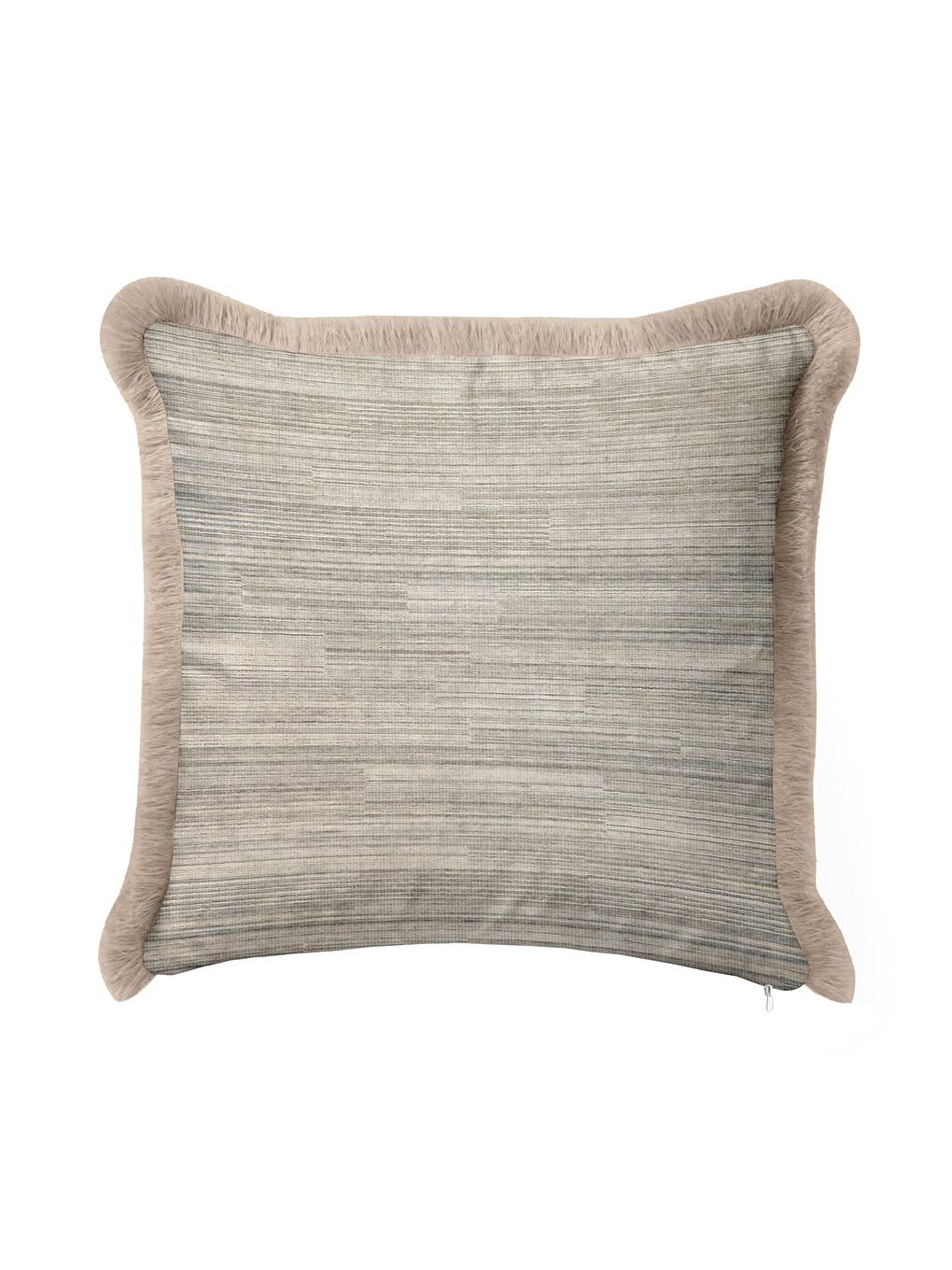 Karışık Lüks Dokulu Saçaklı Yastık Kılıfı - Doğal Bohem Bej Minimal Püsküllü Kırlent Kılıfı-1