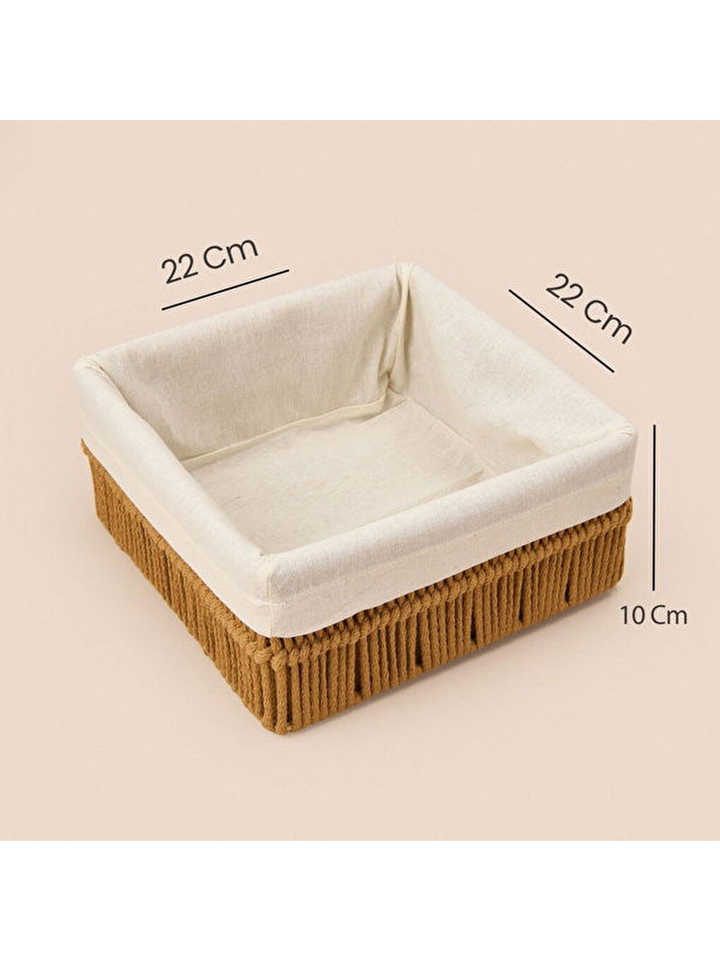 Earthy Hues Büyük Dekoratif Sepet - Bej / Beyaz - 22x22x10 cm-4