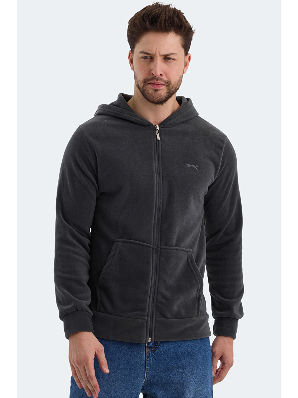 SAMSON Erkek Fermuarlı Sweatshirt Koyu Gri