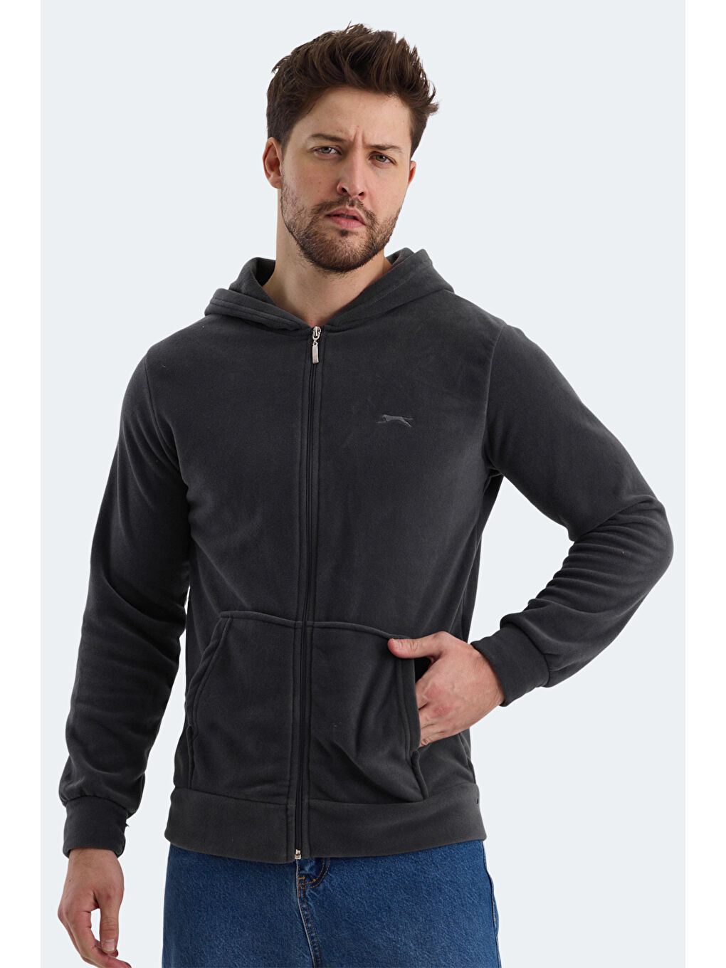 SAMSON Erkek Fermuarlı Sweatshirt Koyu Gri-2