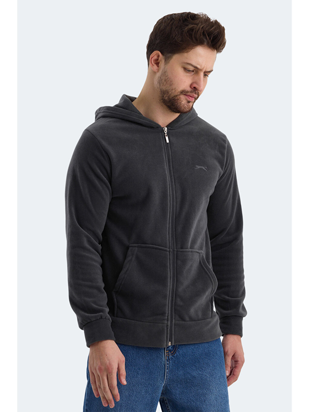 SAMSON Erkek Fermuarlı Sweatshirt Koyu Gri-3