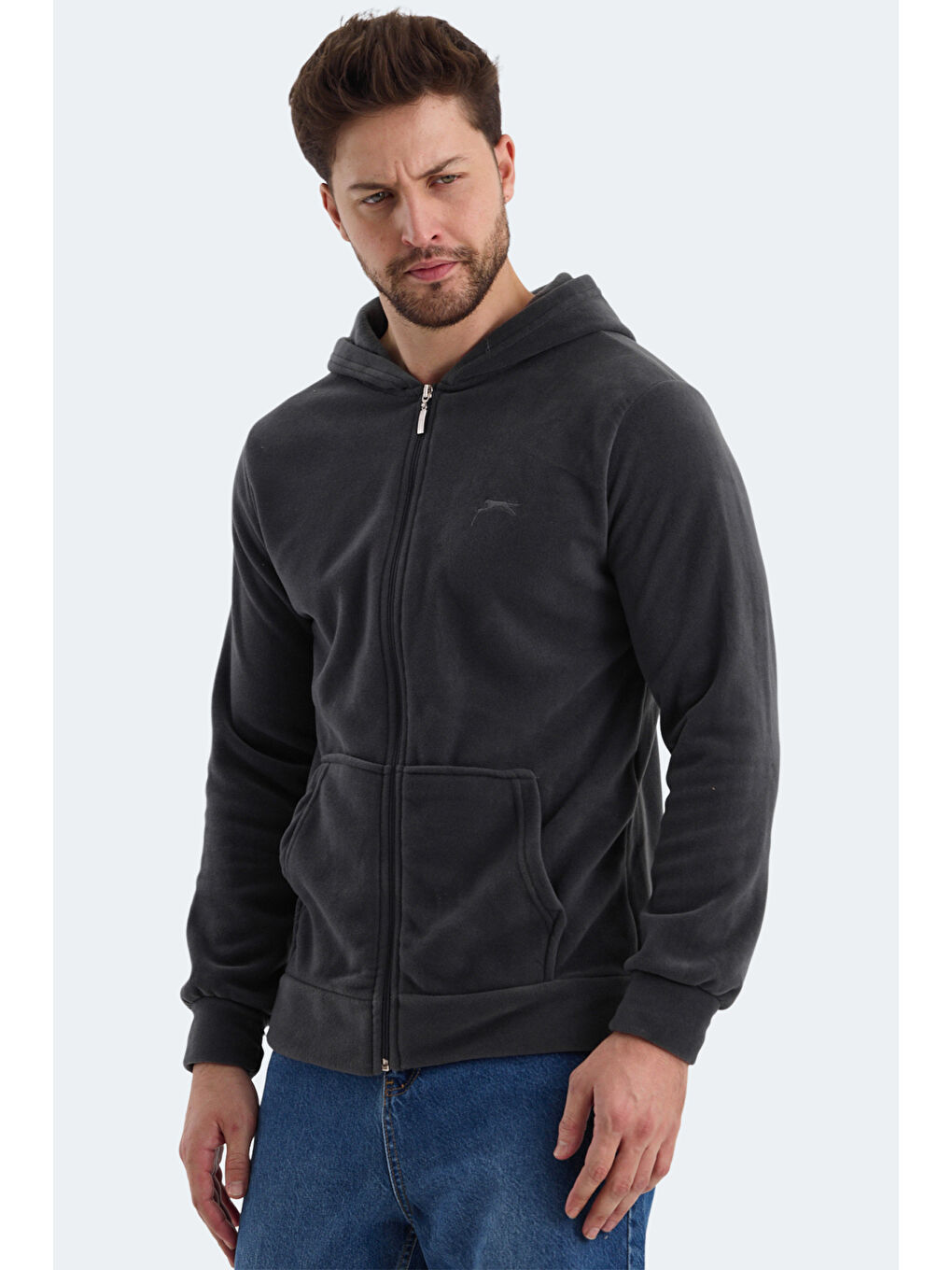 SAMSON Erkek Fermuarlı Sweatshirt Koyu Gri-5