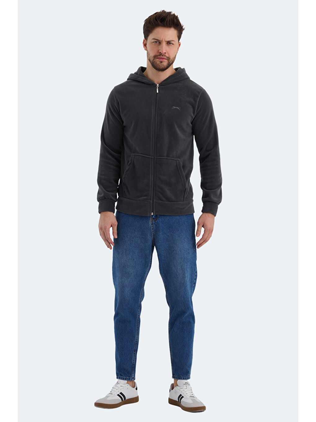 SAMSON Erkek Fermuarlı Sweatshirt Koyu Gri-6