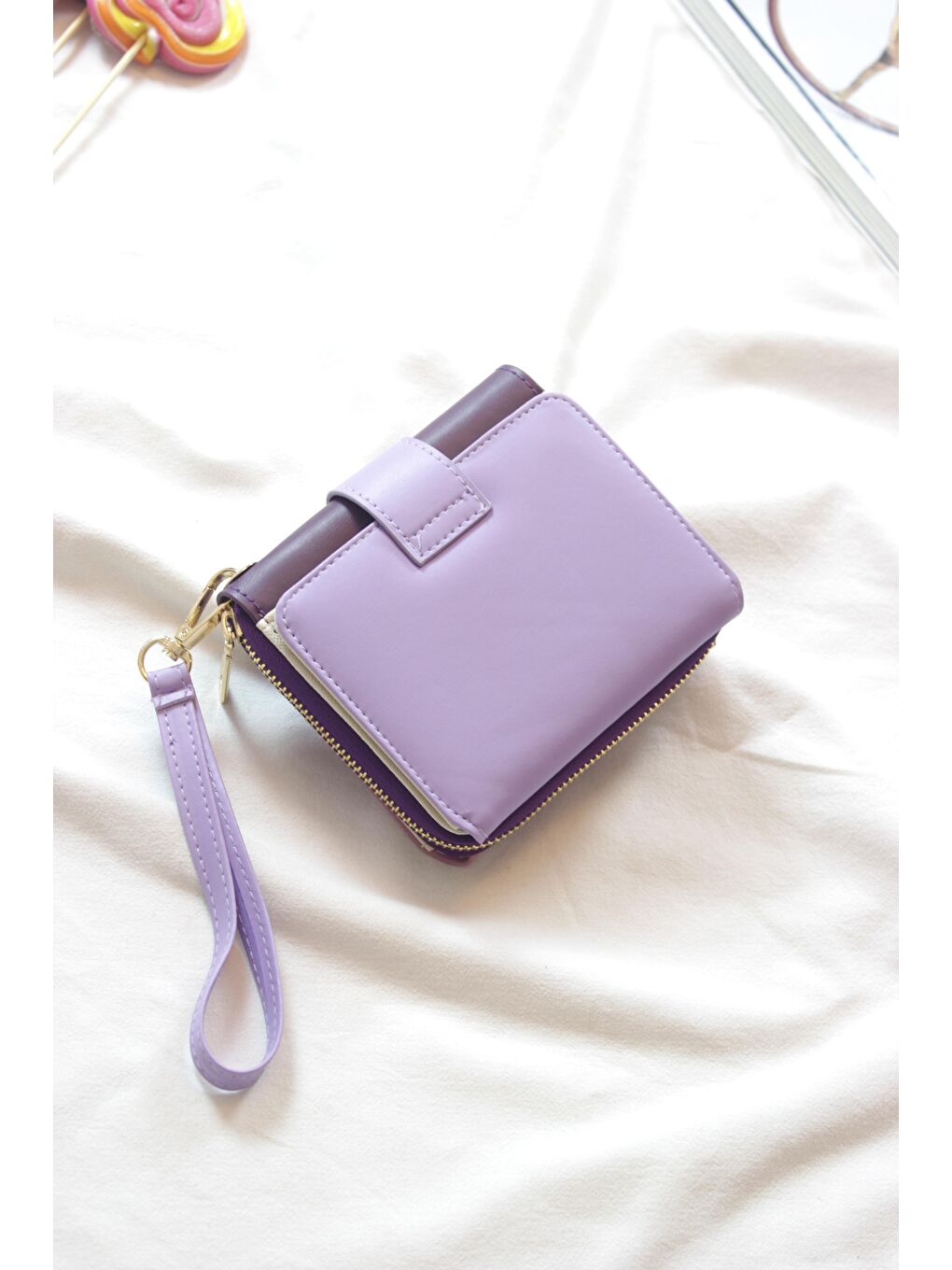 Mor Büyük Boy Renkli Kadın El Çantası ve Cüzdan-1