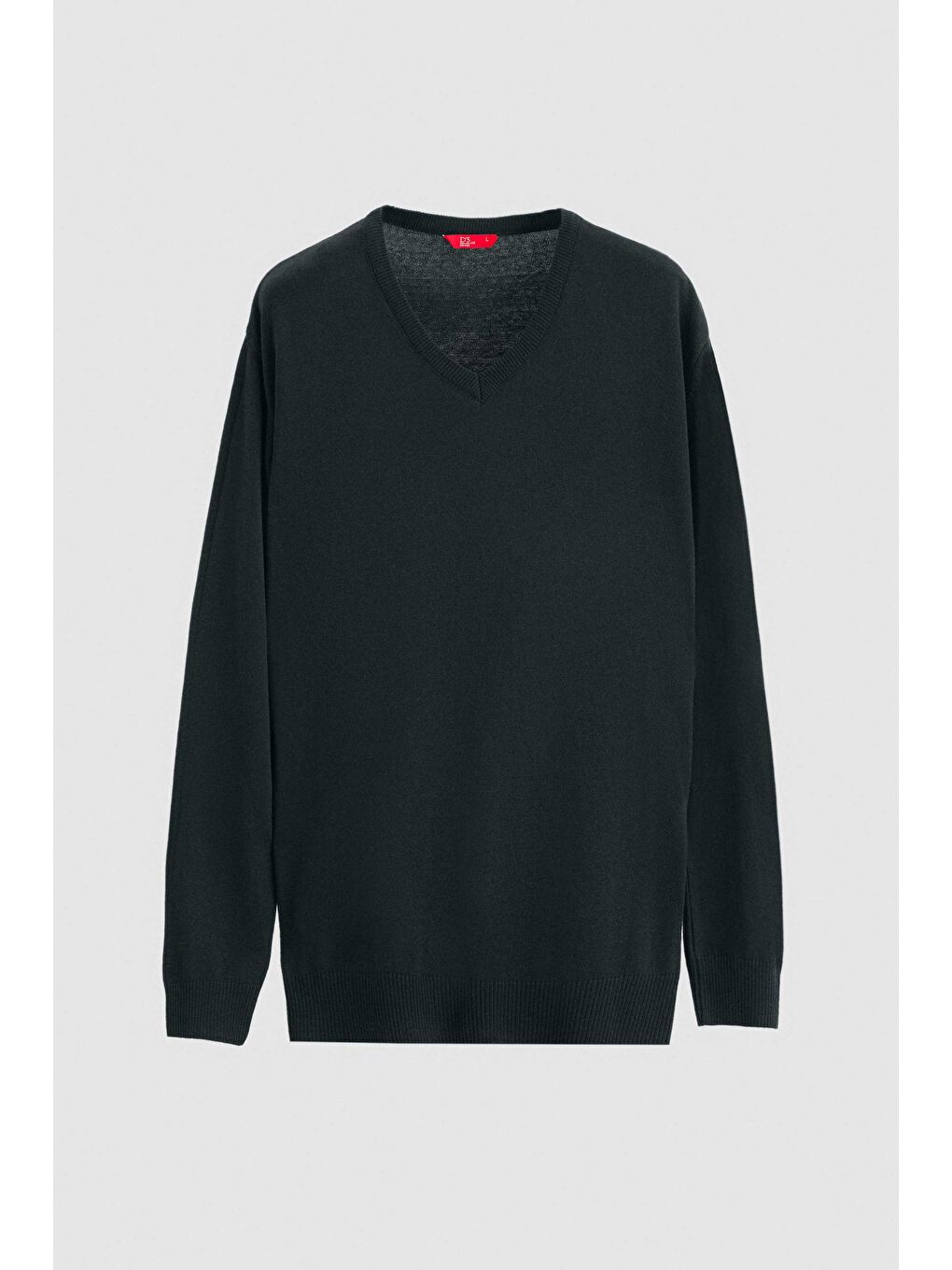 Regular Fit Haki Düz V Yaka Triko Kazak-4