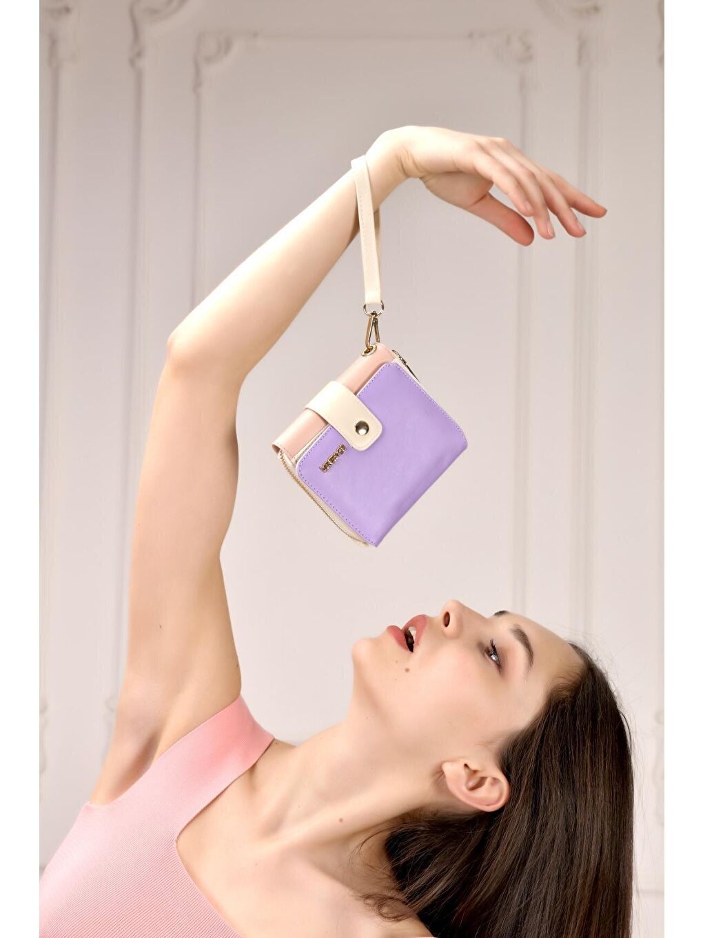 Lila Büyük Boy Renkli Kadın El Çantası ve Cüzdan-2