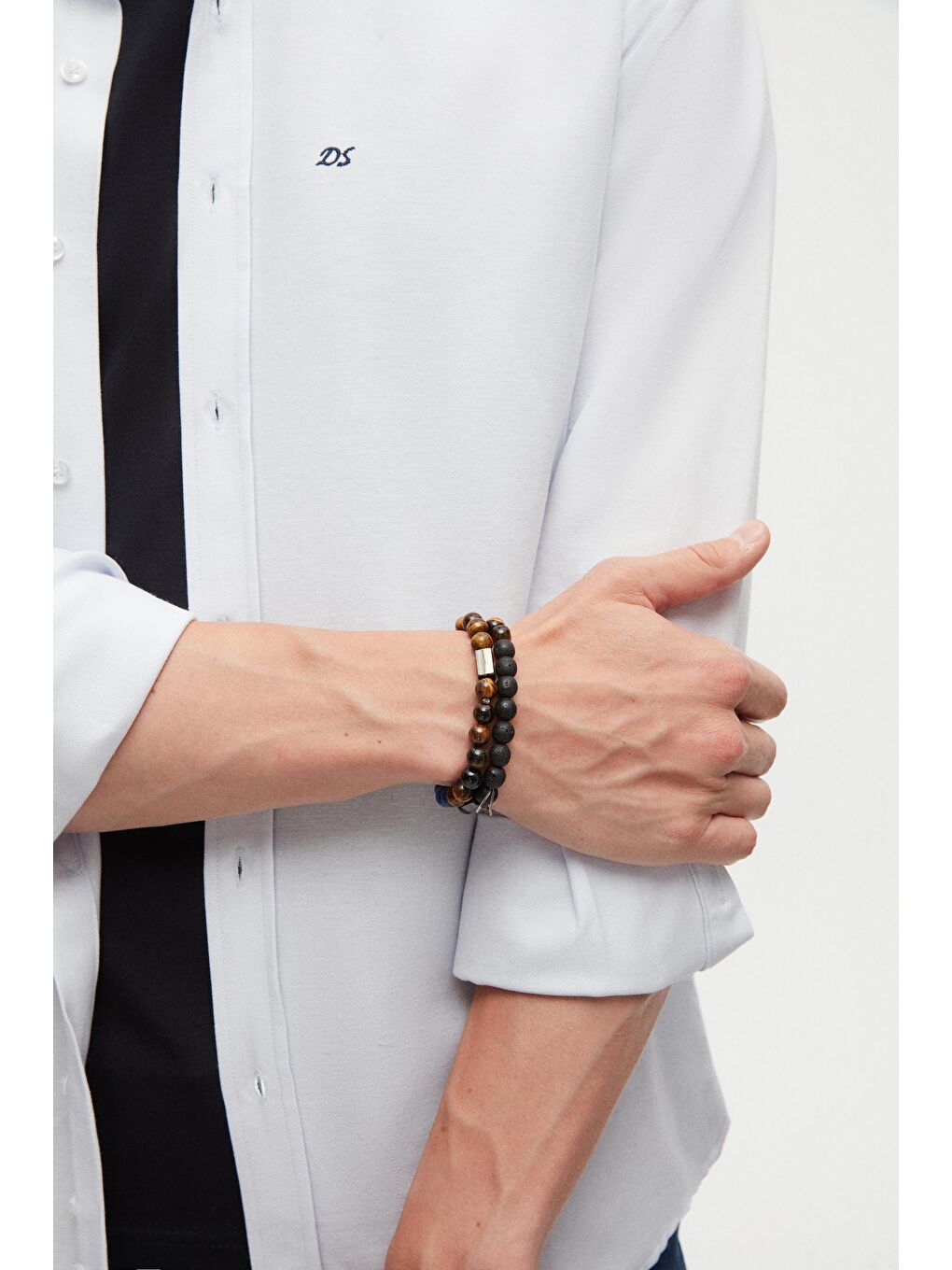 Slim Fit Açık Mavi Oxford Düğmeli Yaka Kolay Ütülenebilir Nakış Detaylı Pamuklu Gömlek-2