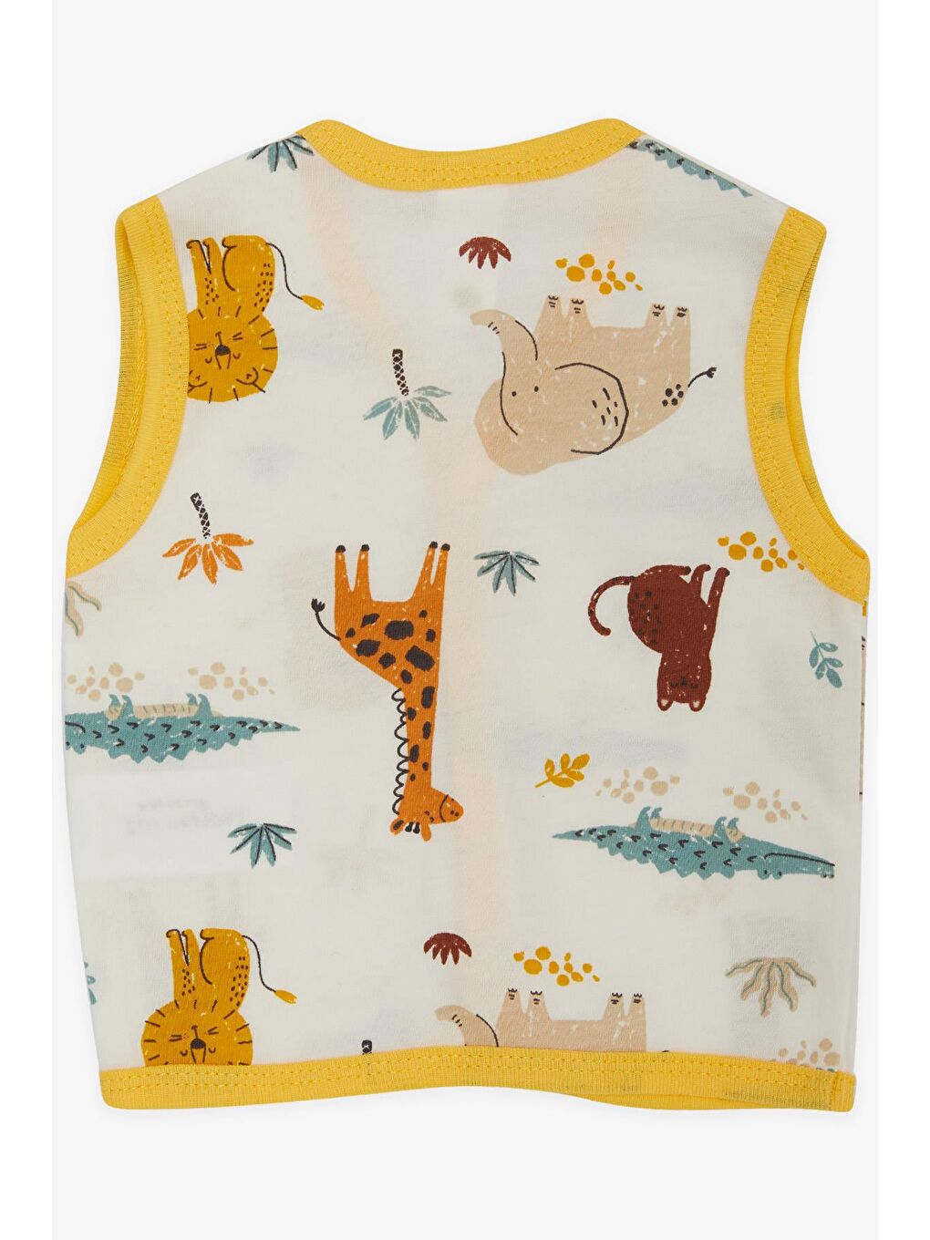 Erkek Bebek Yelek Hayvanlar Alemi Desenli Ekru (0-3 Ay)-1