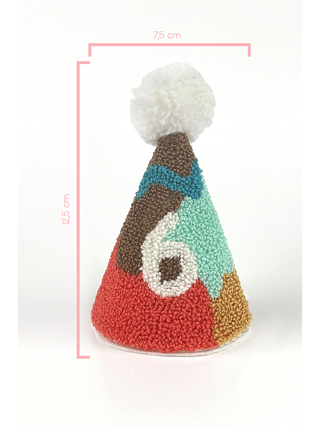 Karışık Çok Renkli Safari Punch Nakışlı 6 Rakamı Huni Doğum Günü Klips Toka-2