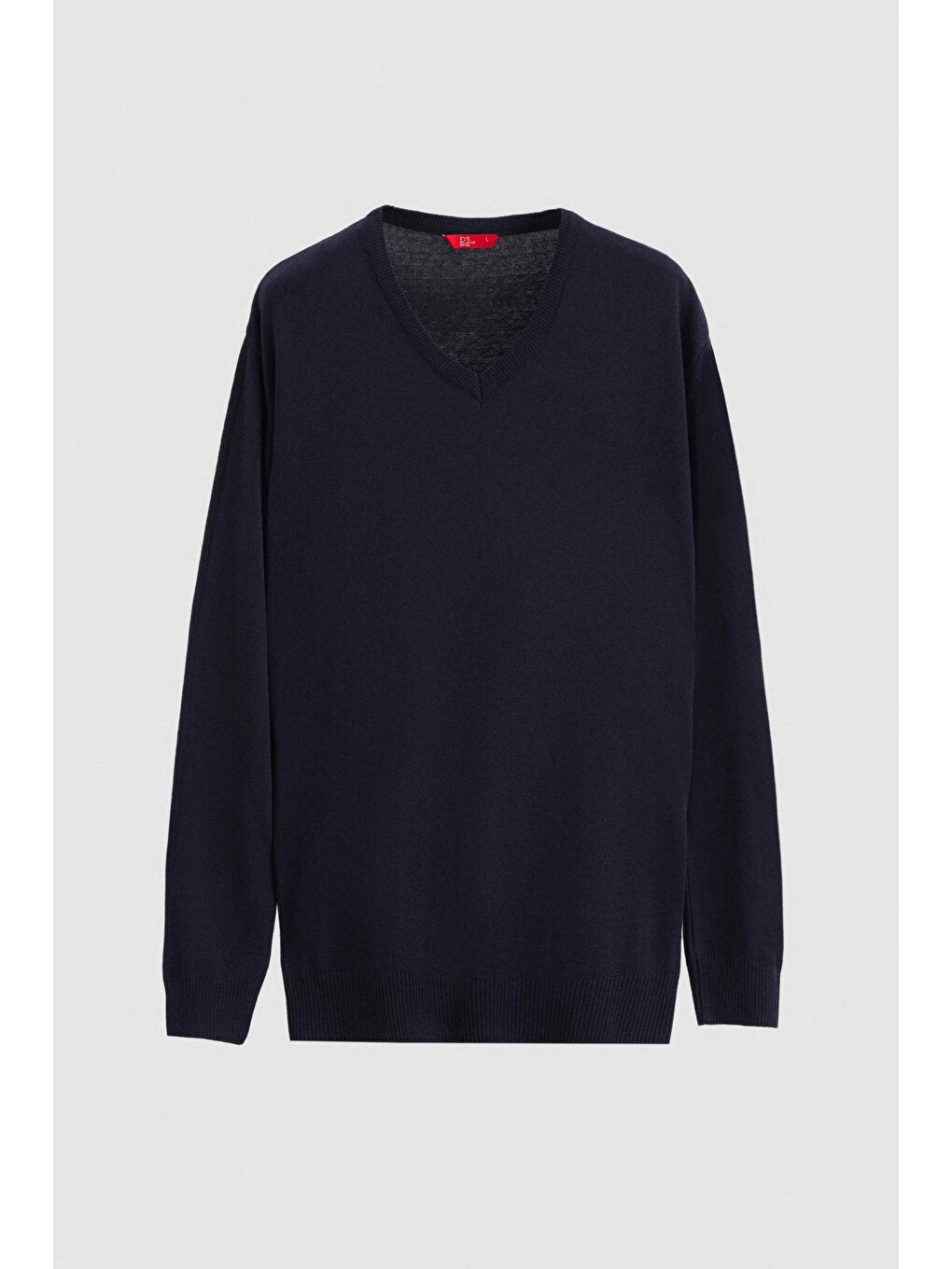 Regular Fit Lacivert Düz V Yaka Triko Kazak-4